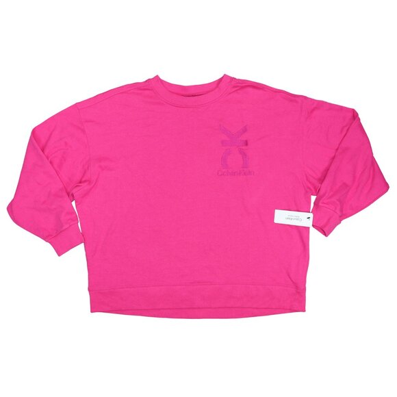 Calvin Klein Tops - Calvin Klein CK Embroidered Crew Neck Women's Sweatshirt NWT Electric Pink
